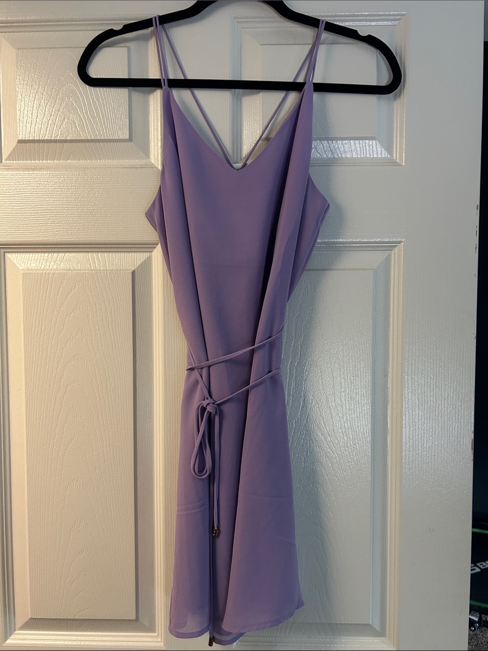 Naked Zebra Lavender Mini Slip Dress with Self-Tie Waist